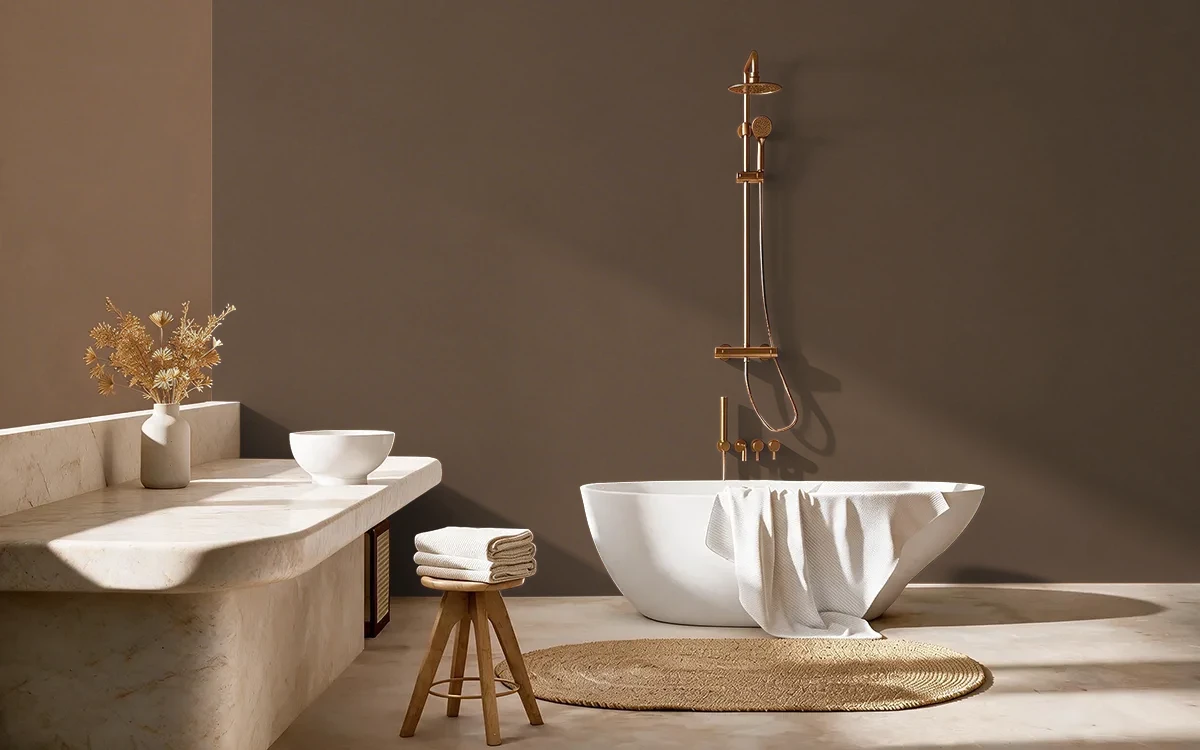 Nippon Paint's ITALIAN COFFEE color on different wall surfaces.