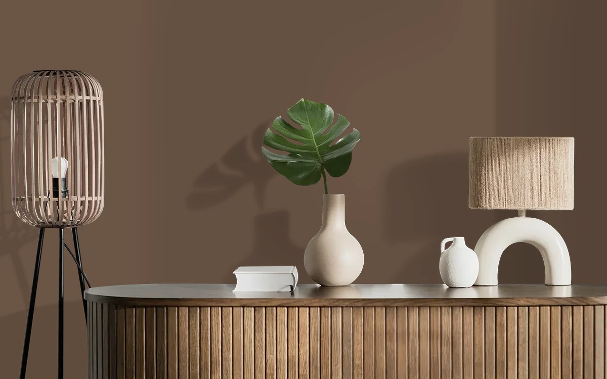 Nippon Paint's ITALIAN COFFEE color on different wall surfaces.