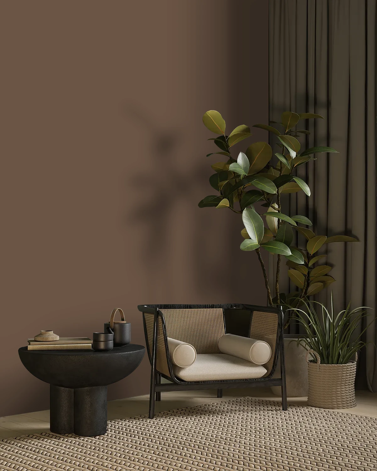 Nippon Paint's ITALIAN COFFEE color on a beautifully decorated wall.