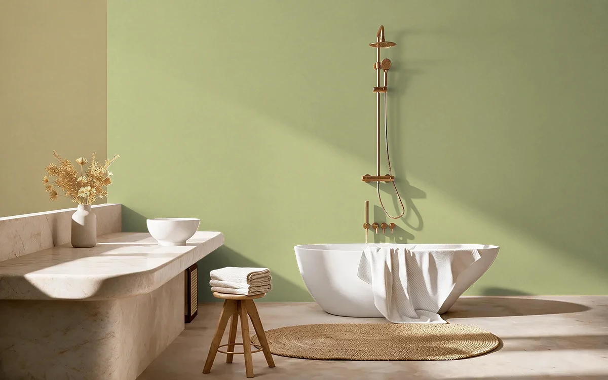 Nippon Paint's JADE HUES color on different wall surfaces.