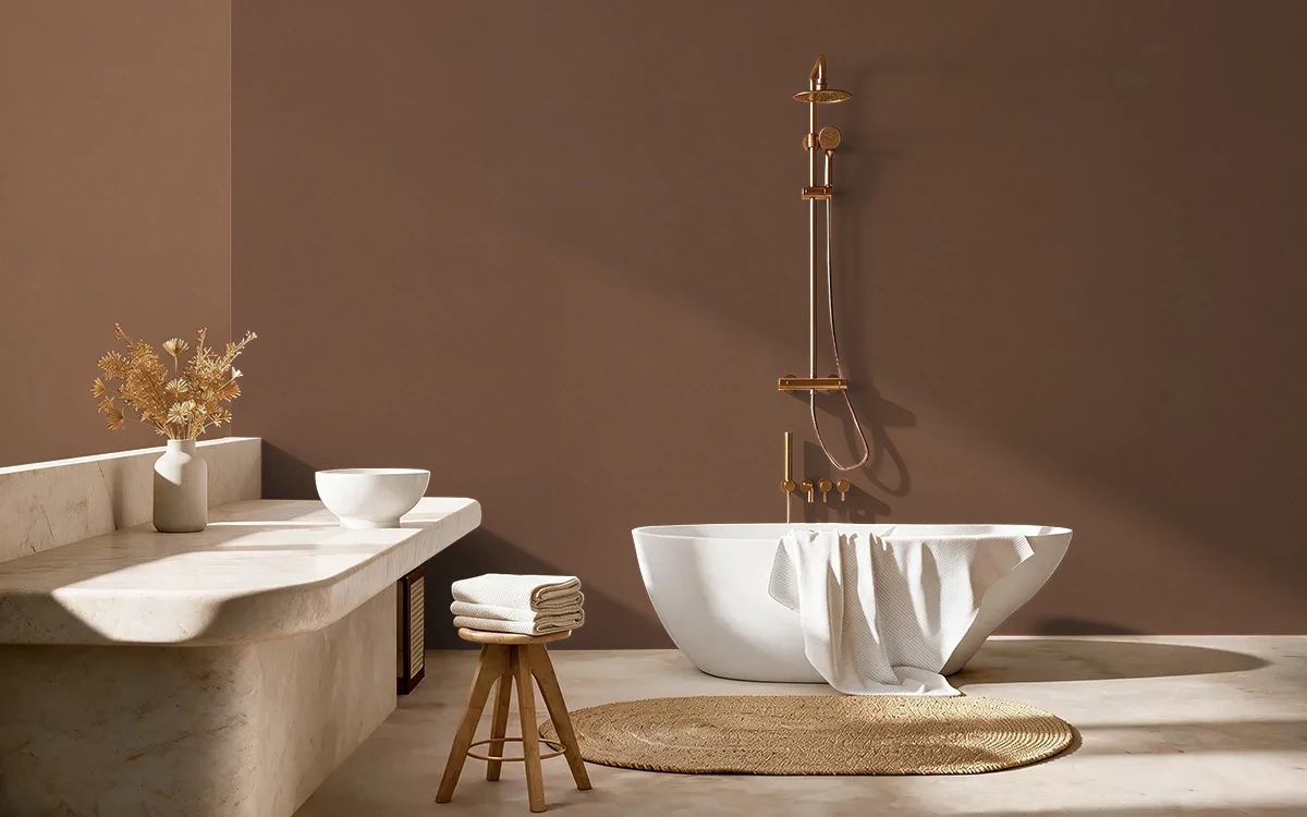 Nippon Paint's JAPANESE CURRY color on different wall surfaces.