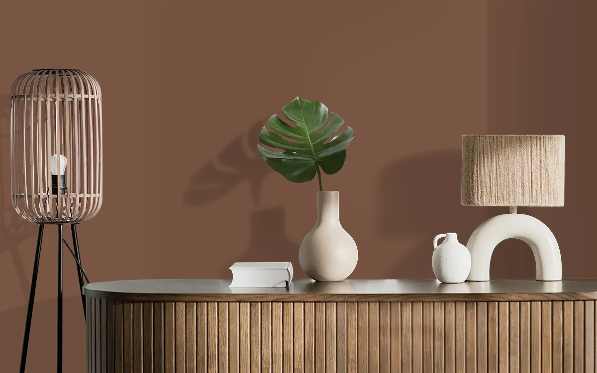 Nippon Paint's JAPANESE CURRY color on different wall surfaces.