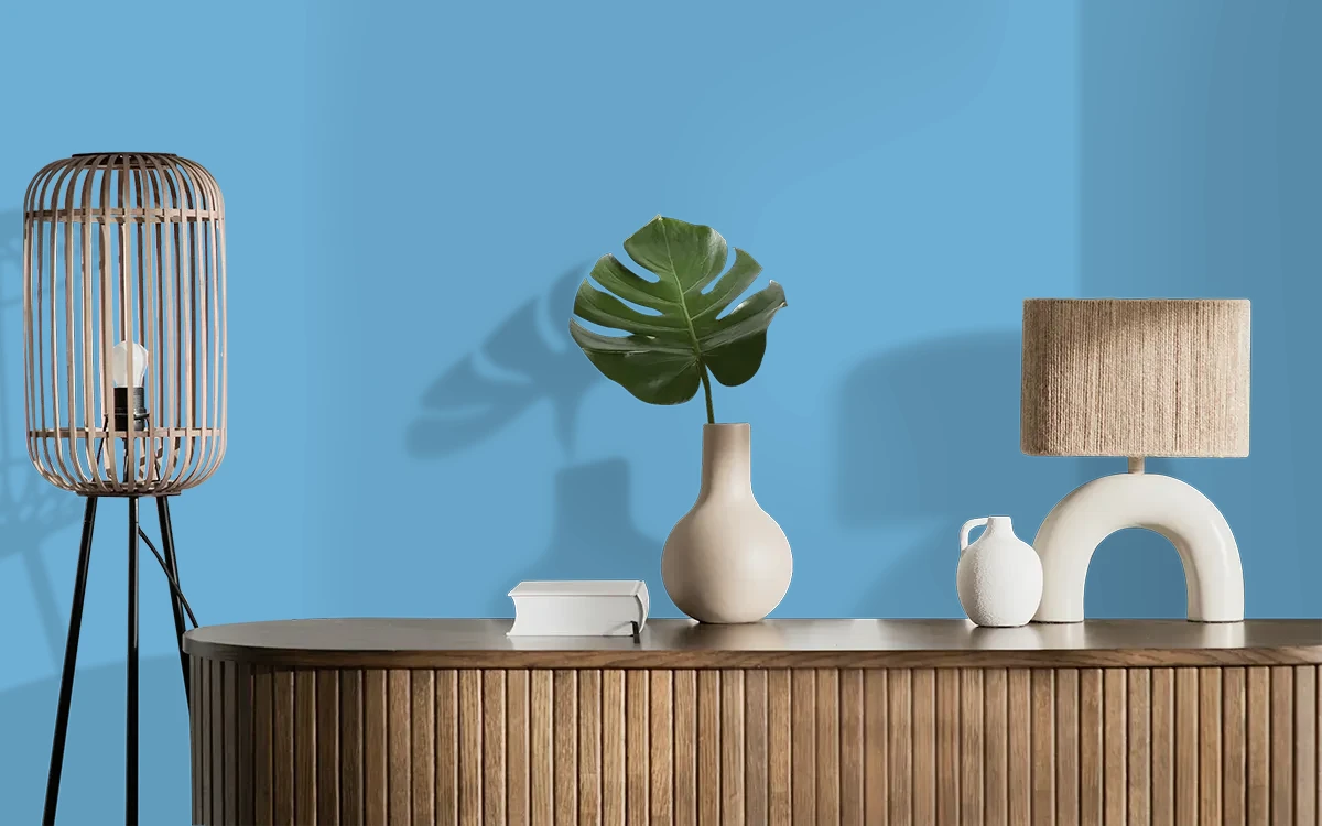 Nippon Paint's JEWEL BLUE color on different wall surfaces.