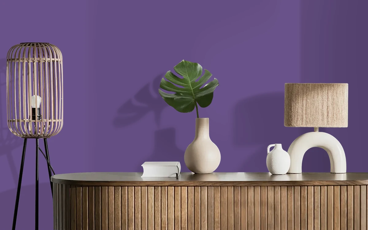 Nippon Paint's JEWEL ROOM color on different wall surfaces.