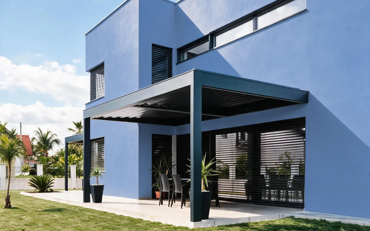 Nippon Paint's JOVIAL BLUE color on different wall surfaces.