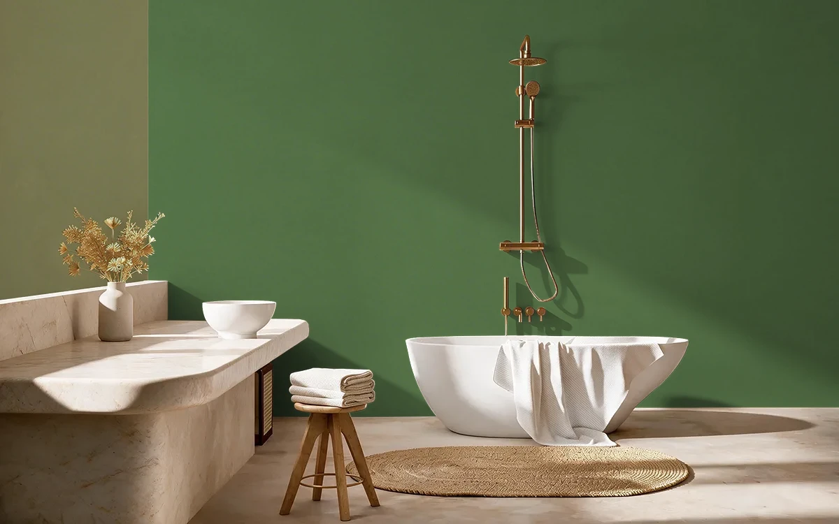 Nippon Paint's JUNGLE FOILAGE color on different wall surfaces.