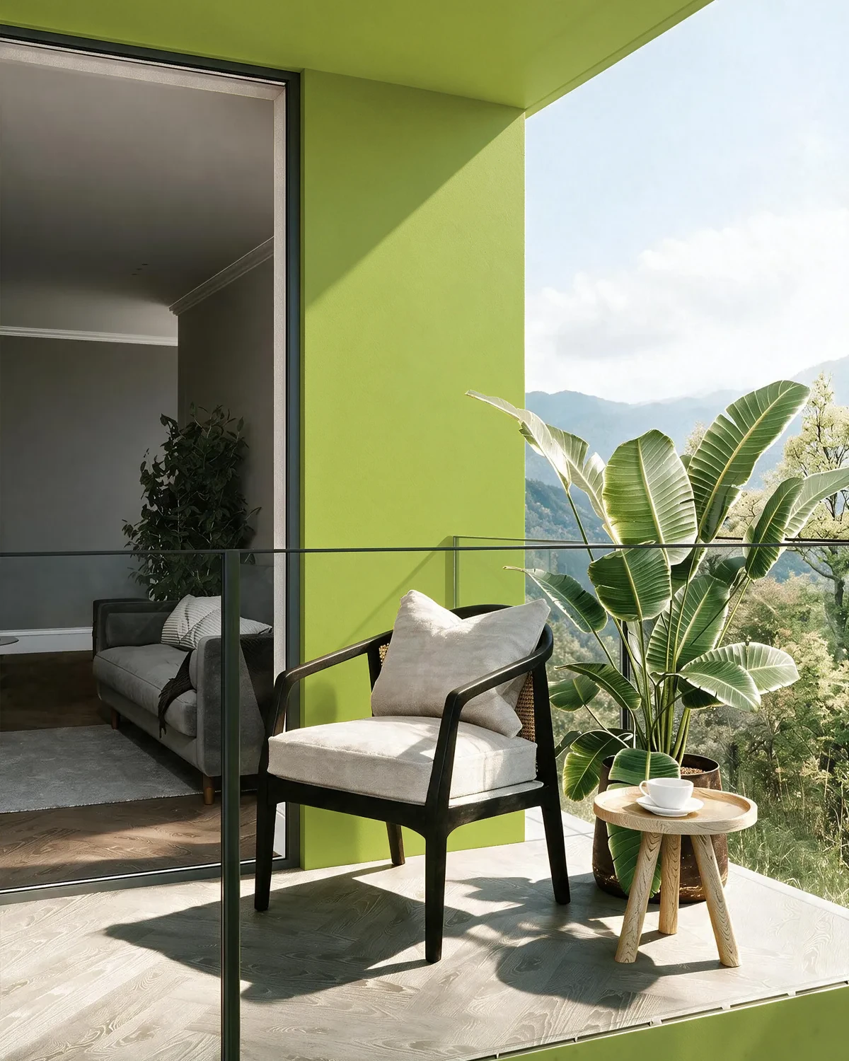 Nippon Paint's KAFFIR LIME color on a beautifully decorated wall.