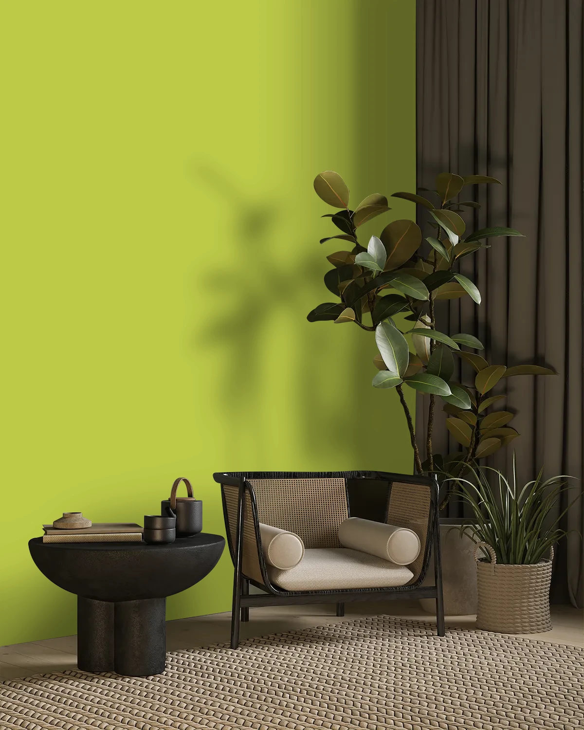 Nippon Paint's KAFFIR LIME color on a beautifully decorated wall.