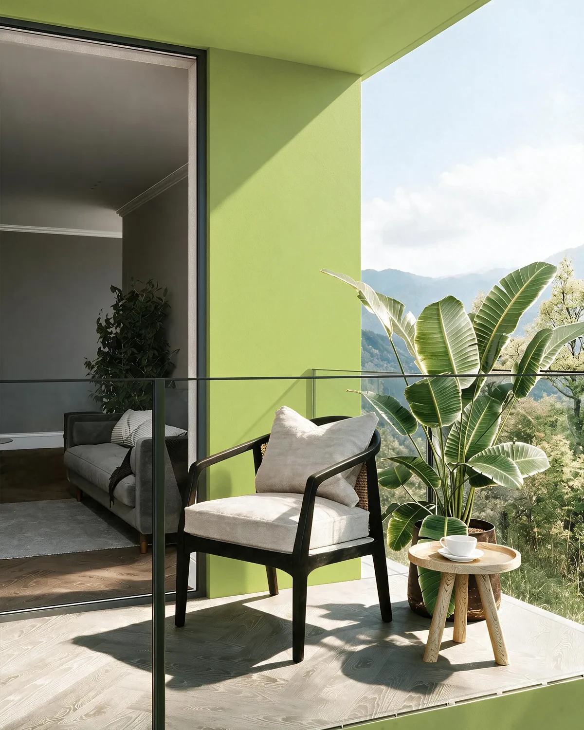Nippon Paint's KEY LIME color on a beautifully decorated wall.