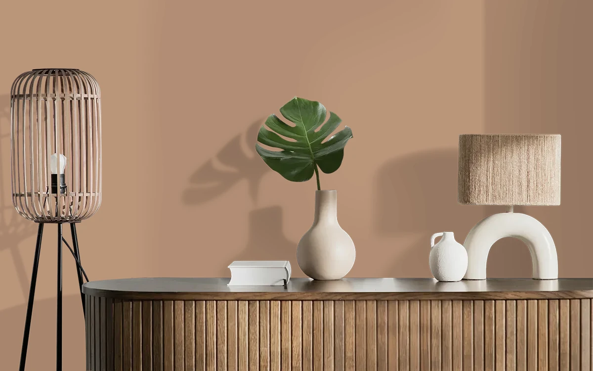 Nippon Paint's KHAKI DRIFT color on different wall surfaces.