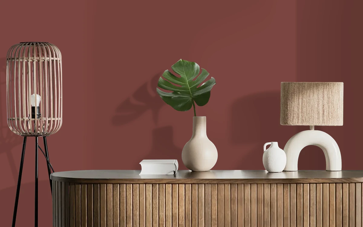 Nippon Paint's KHAKI HAZE color on different wall surfaces.