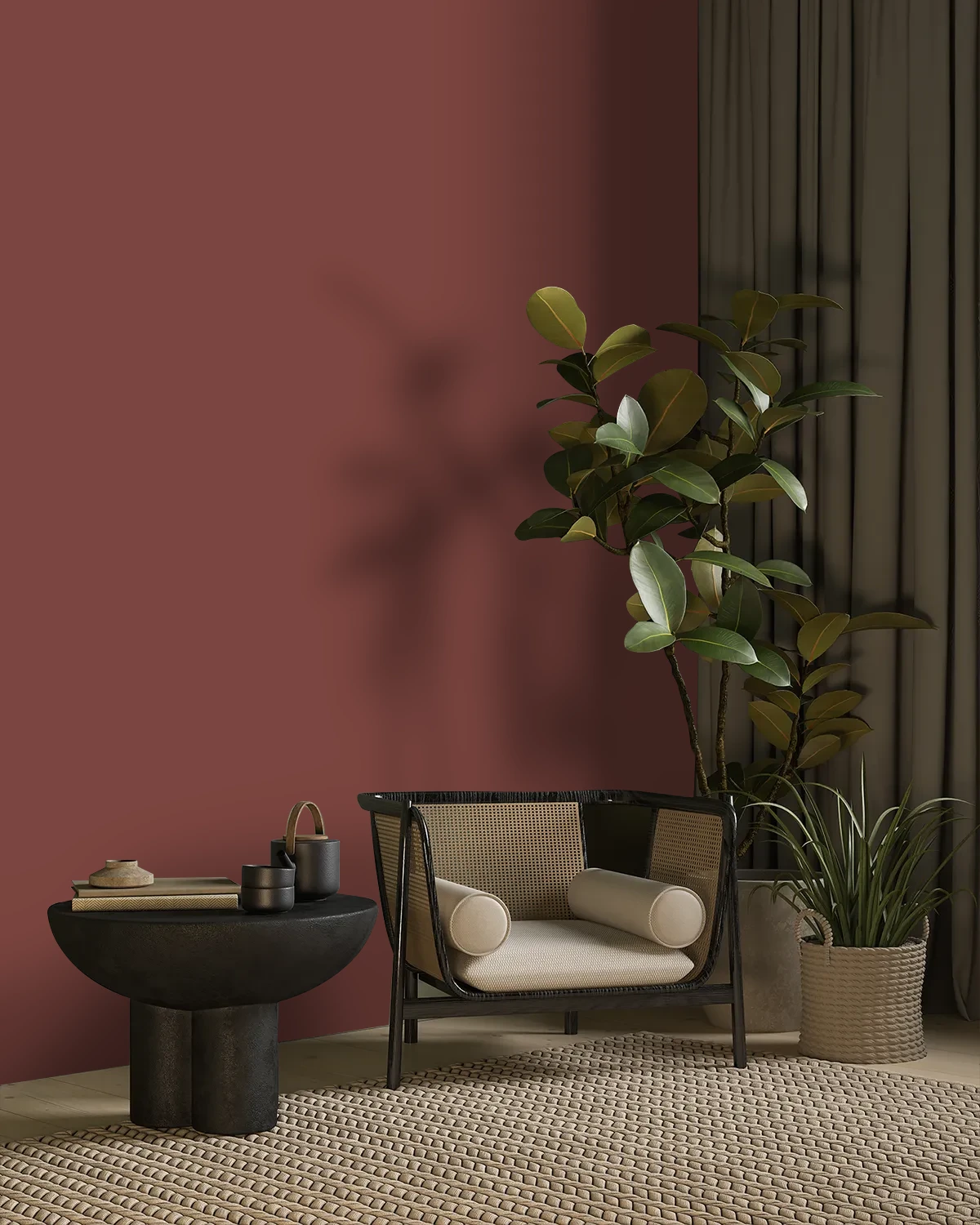 Nippon Paint's KHAKI HAZE color on a beautifully decorated wall.