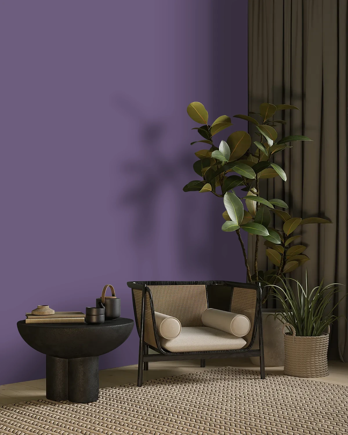 Nippon Paint's KING'S ROBE color on a beautifully decorated wall.