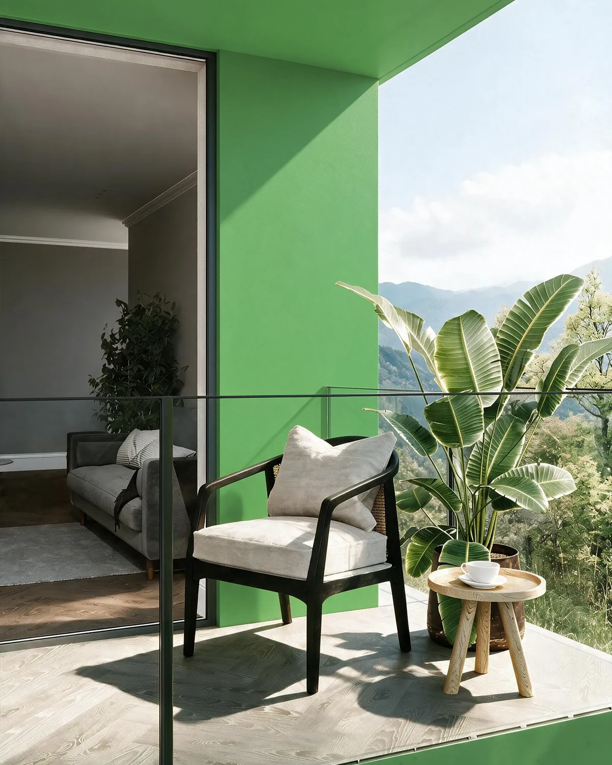 Nippon Paint's KIWI color on a beautifully decorated wall.