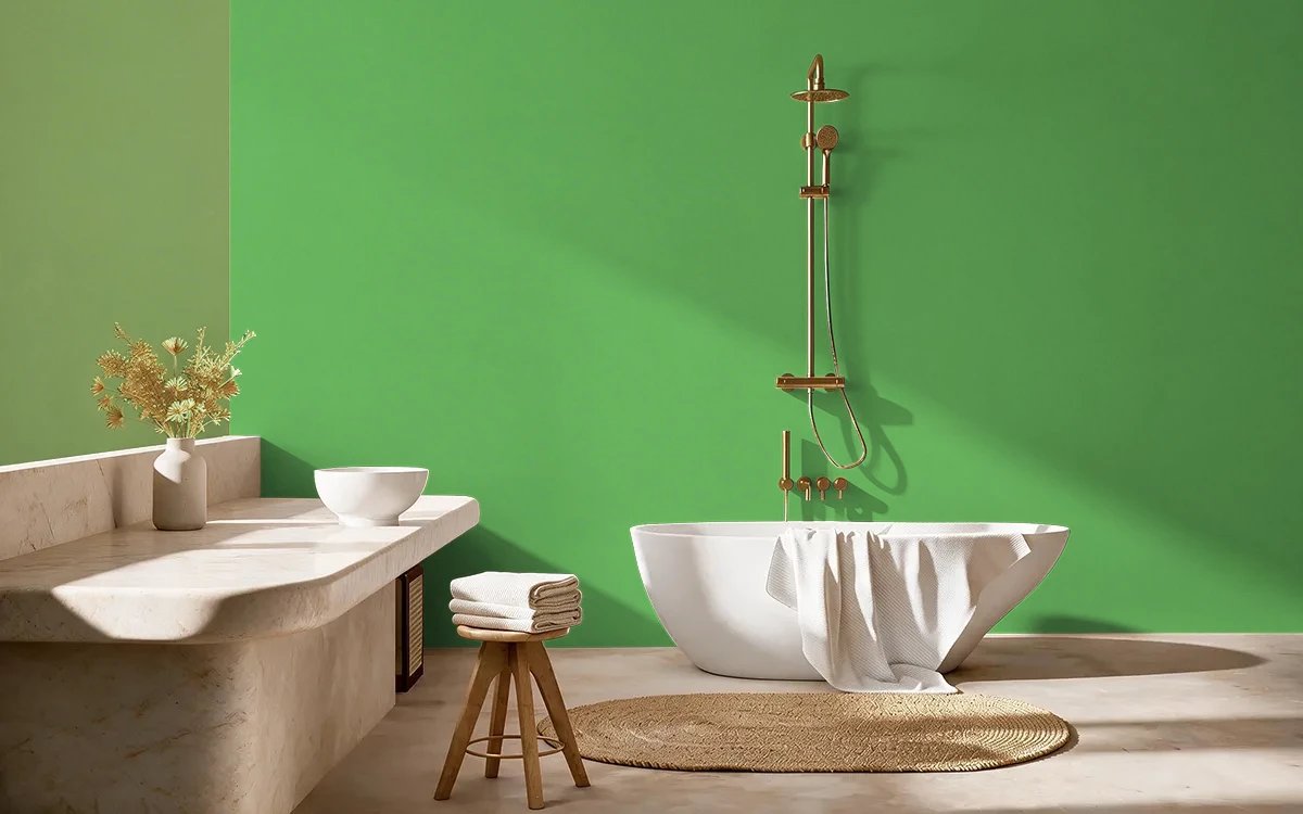 Nippon Paint's KIWI color on different wall surfaces.