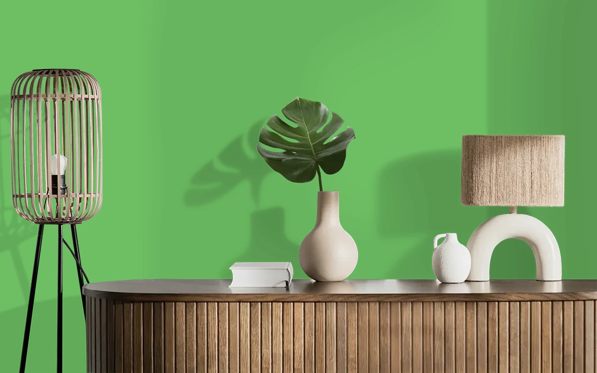 Nippon Paint's KIWI color on different wall surfaces.
