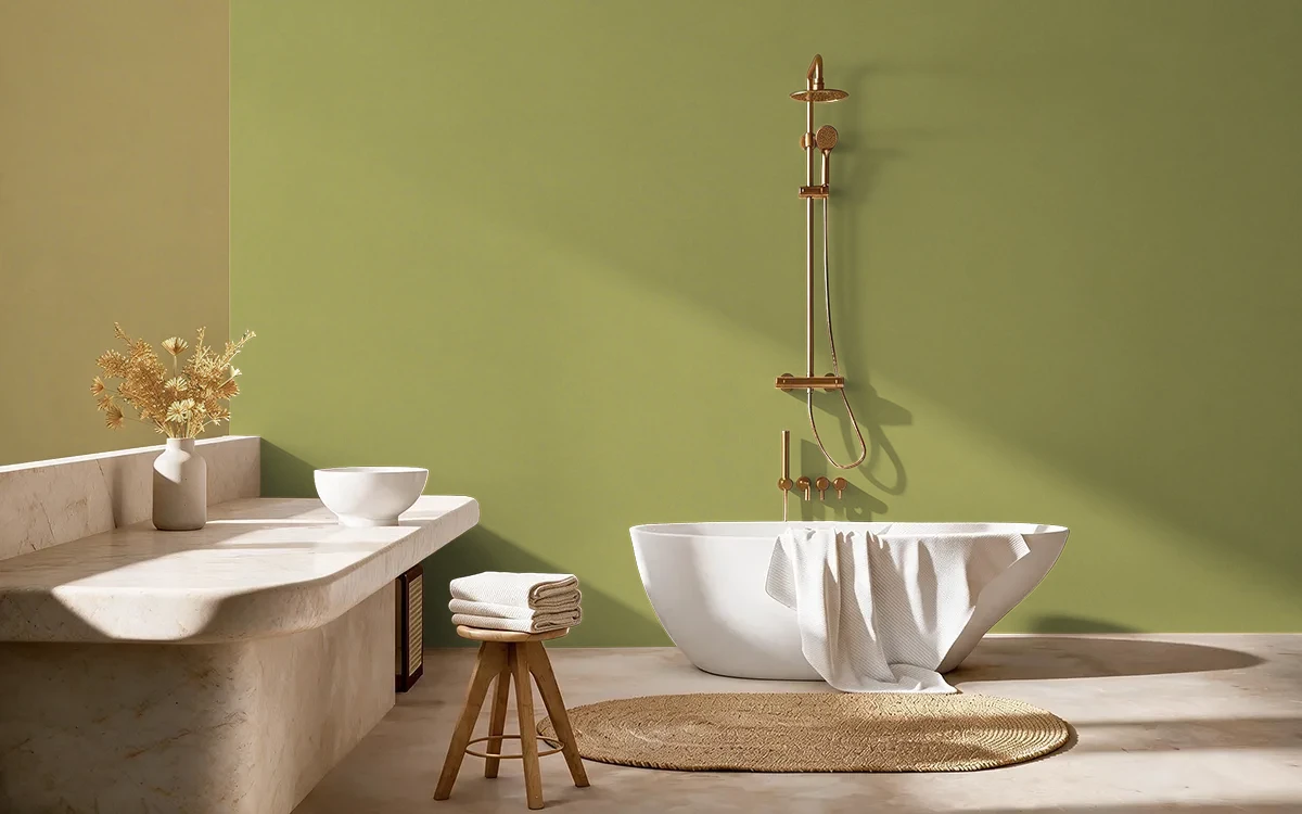 Nippon Paint's KIWI BOOST color on different wall surfaces.