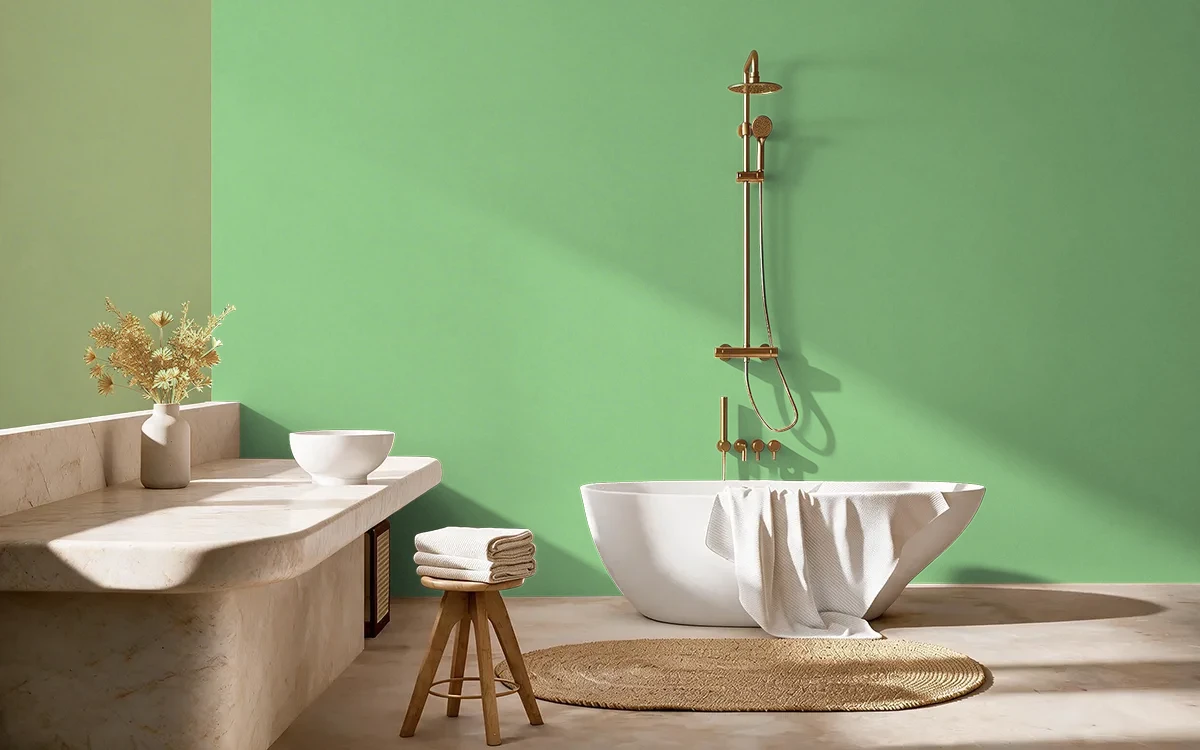 Nippon Paint's KIWI CUT color on different wall surfaces.