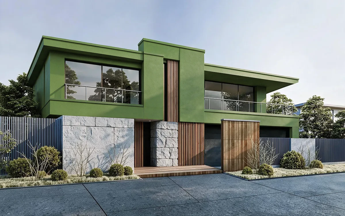 Nippon Paint's KIWI KISS color on different wall surfaces.