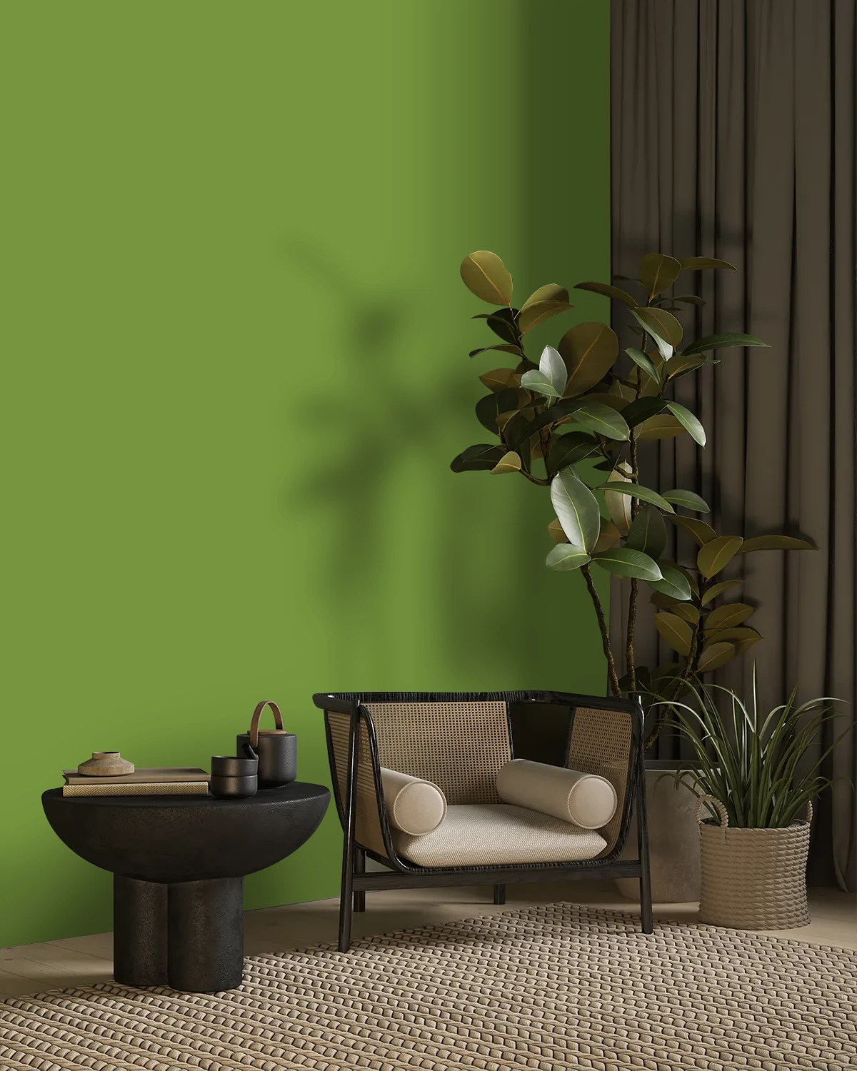 Nippon Paint's KIWI KISS color on a beautifully decorated wall.