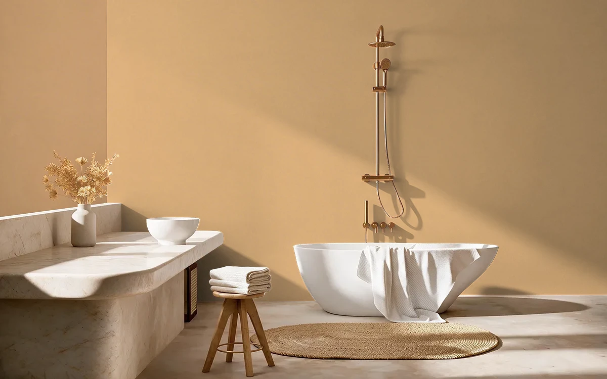 Nippon Paint's LACQUERED MAPLE color on different wall surfaces.