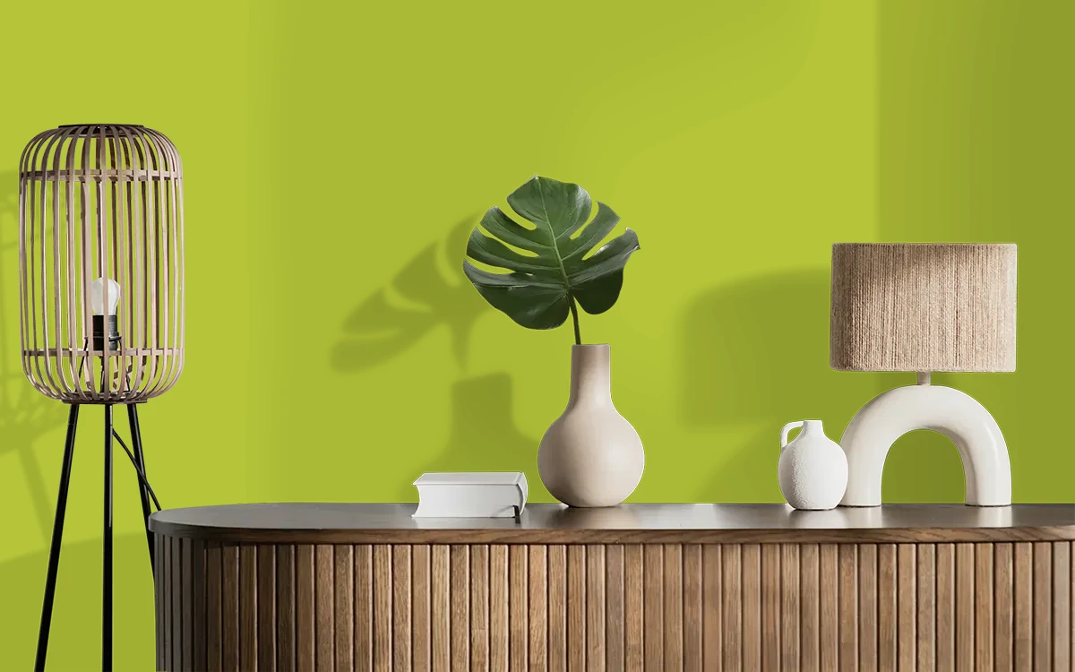 Nippon Paint's LATINO BURST color on different wall surfaces.