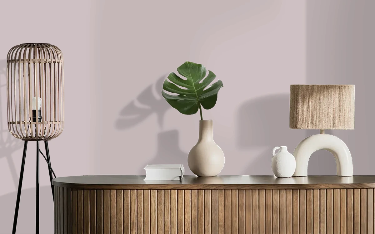 Nippon Paint's LAVENDER AURA color on different wall surfaces.