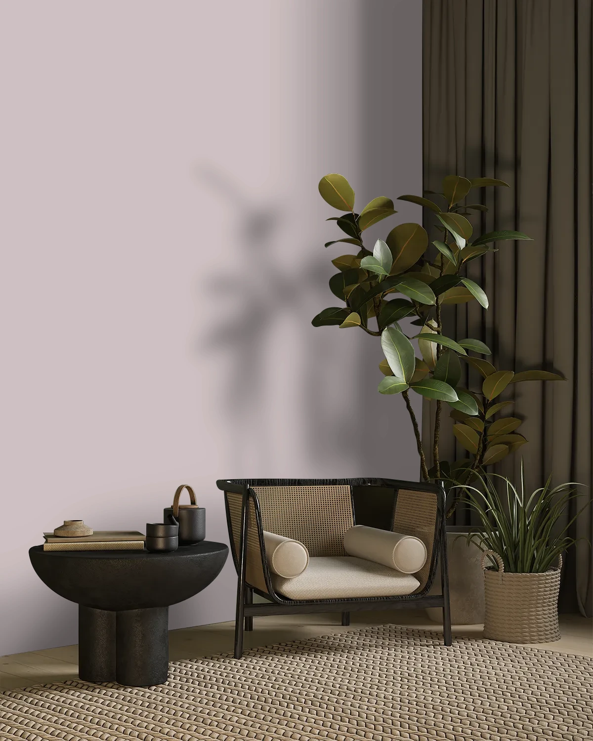 Nippon Paint's LAVENDER AURA color on a beautifully decorated wall.
