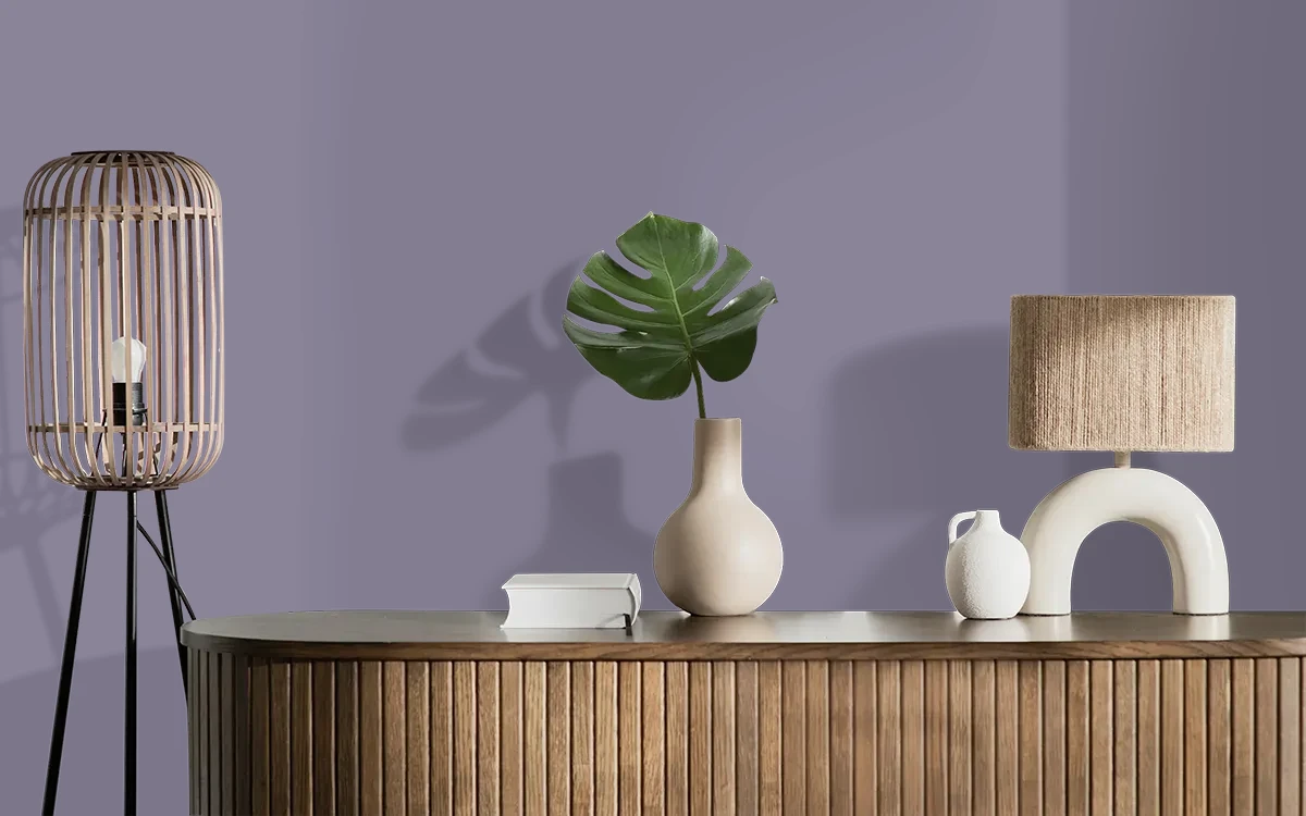 Nippon Paint's LAVENDER FLARE color on different wall surfaces.