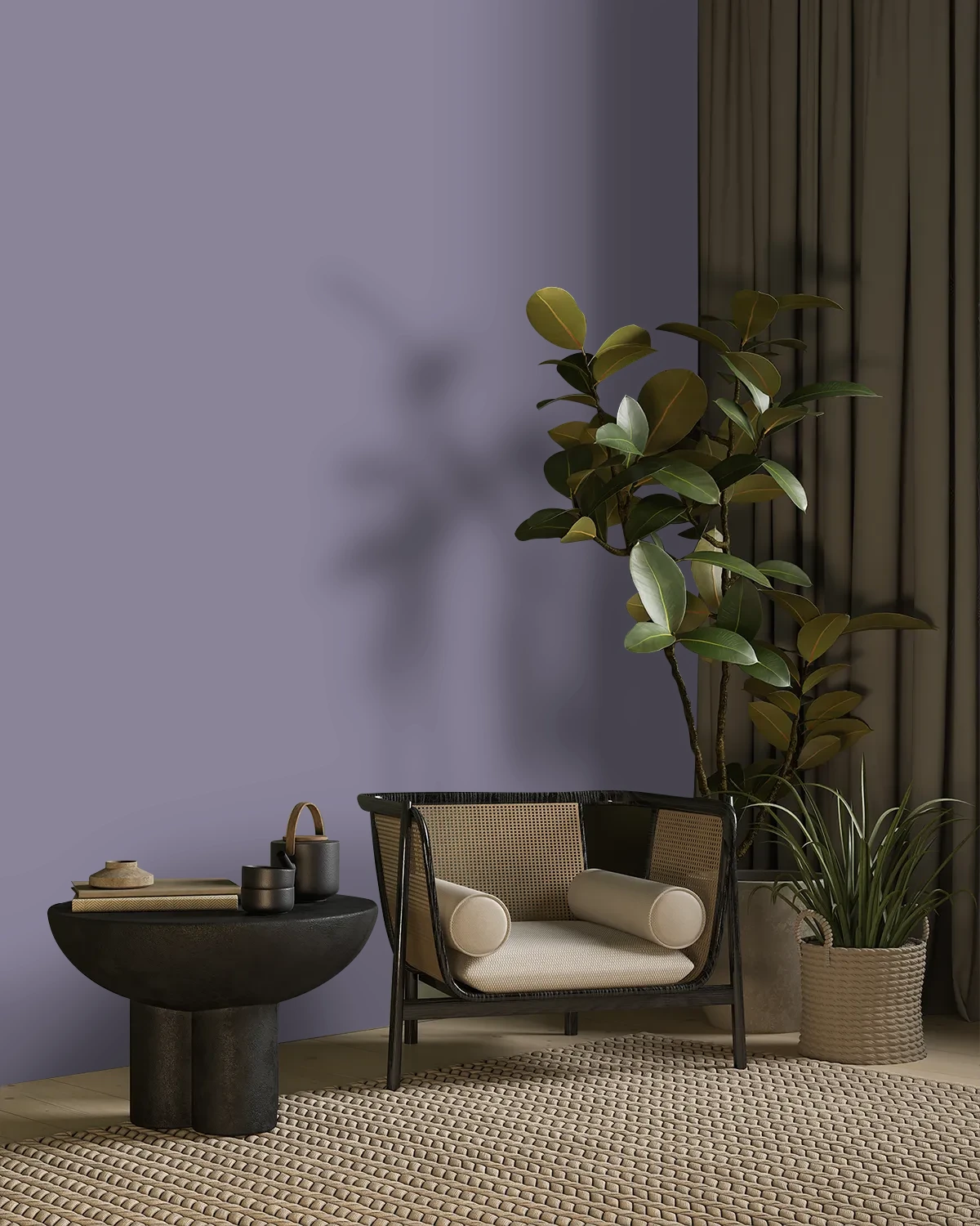 Nippon Paint's LAVENDER FLARE color on a beautifully decorated wall.