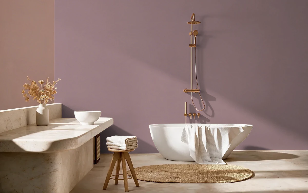 Nippon Paint's LAVENDER GRAY color on different wall surfaces.