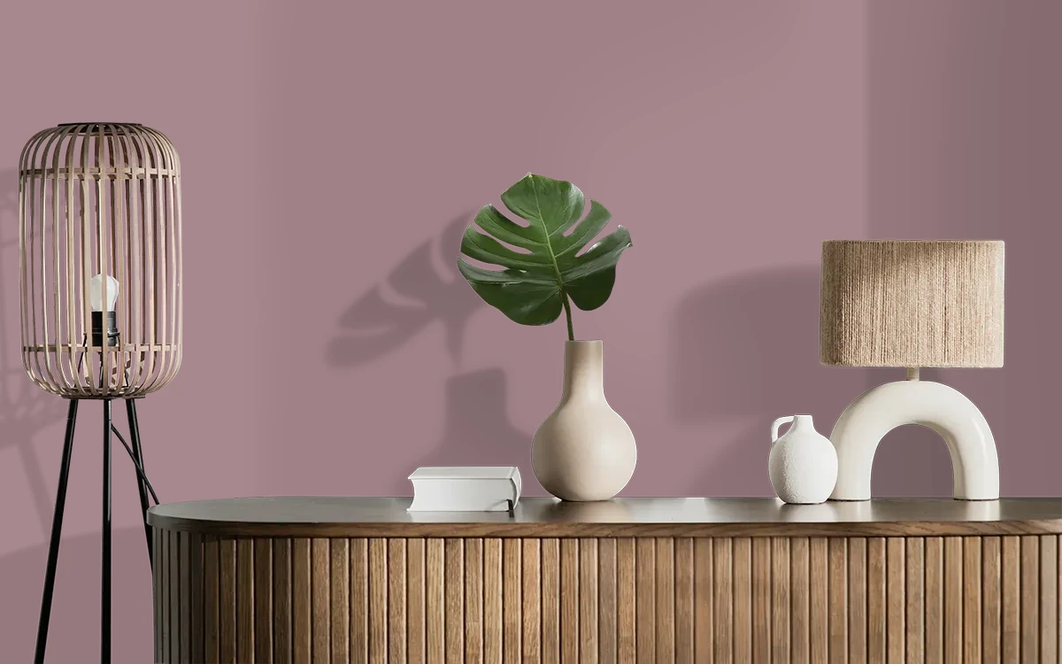 Nippon Paint's LAVENDER GRAY color on different wall surfaces.