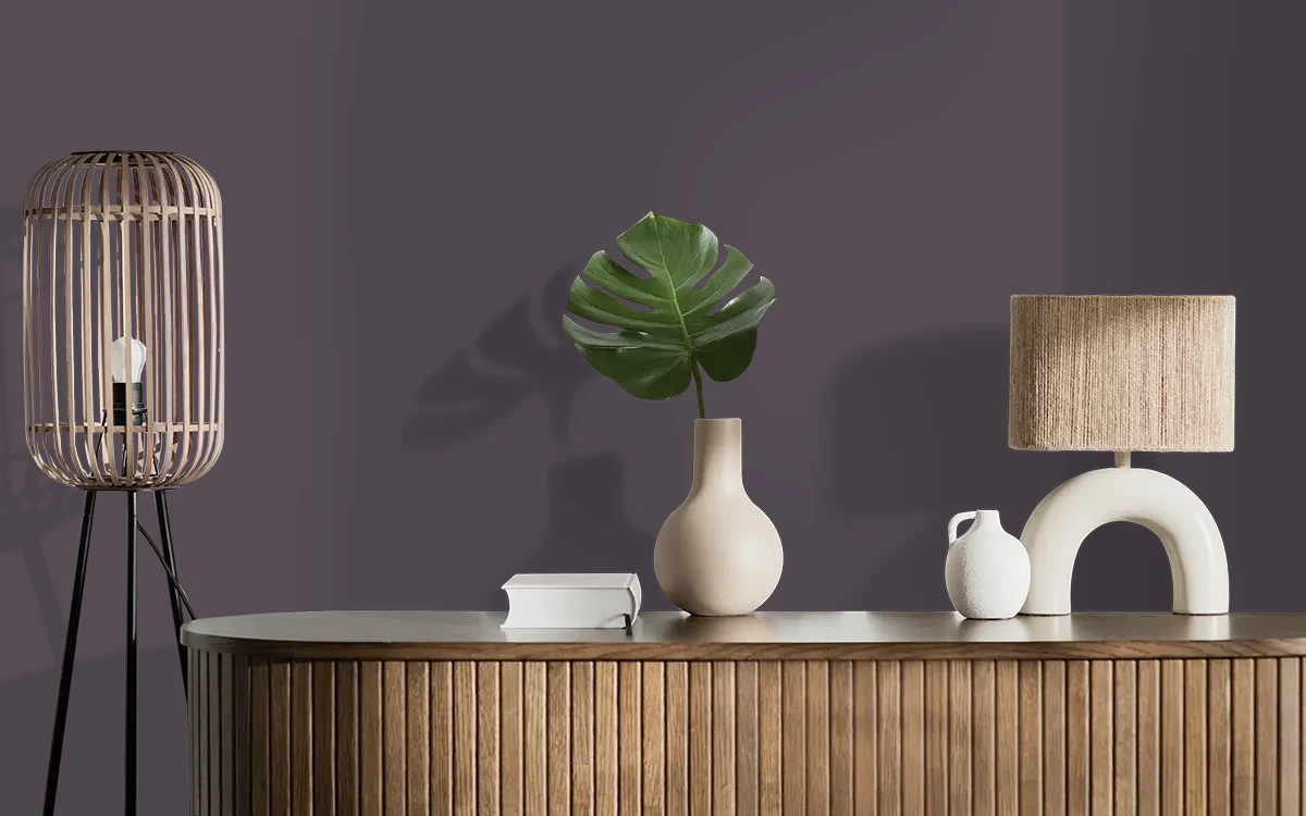 Nippon Paint's LAVENDER HEDGE color on different wall surfaces.