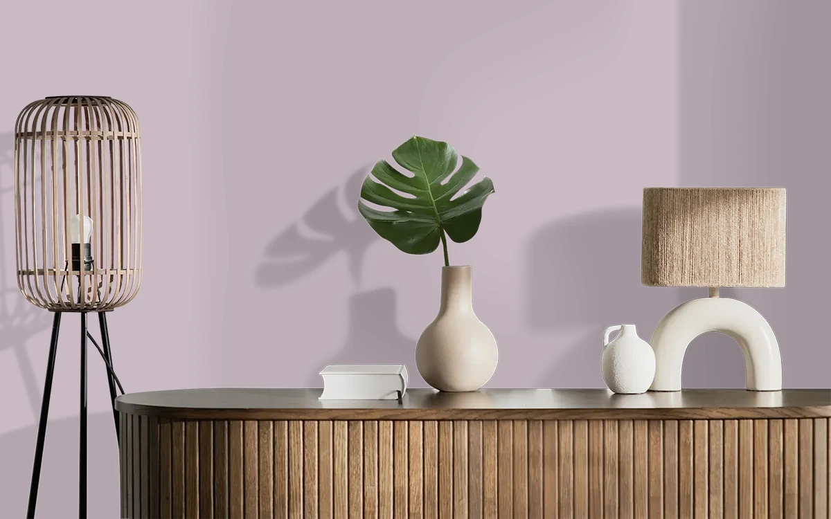Nippon Paint's LAVENDER LOTS color on different wall surfaces.
