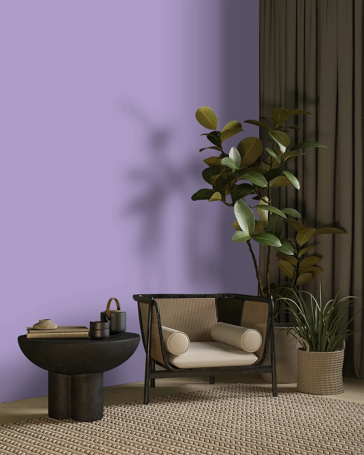 Nippon Paint's LAVENDER PRINT color on a beautifully decorated wall.