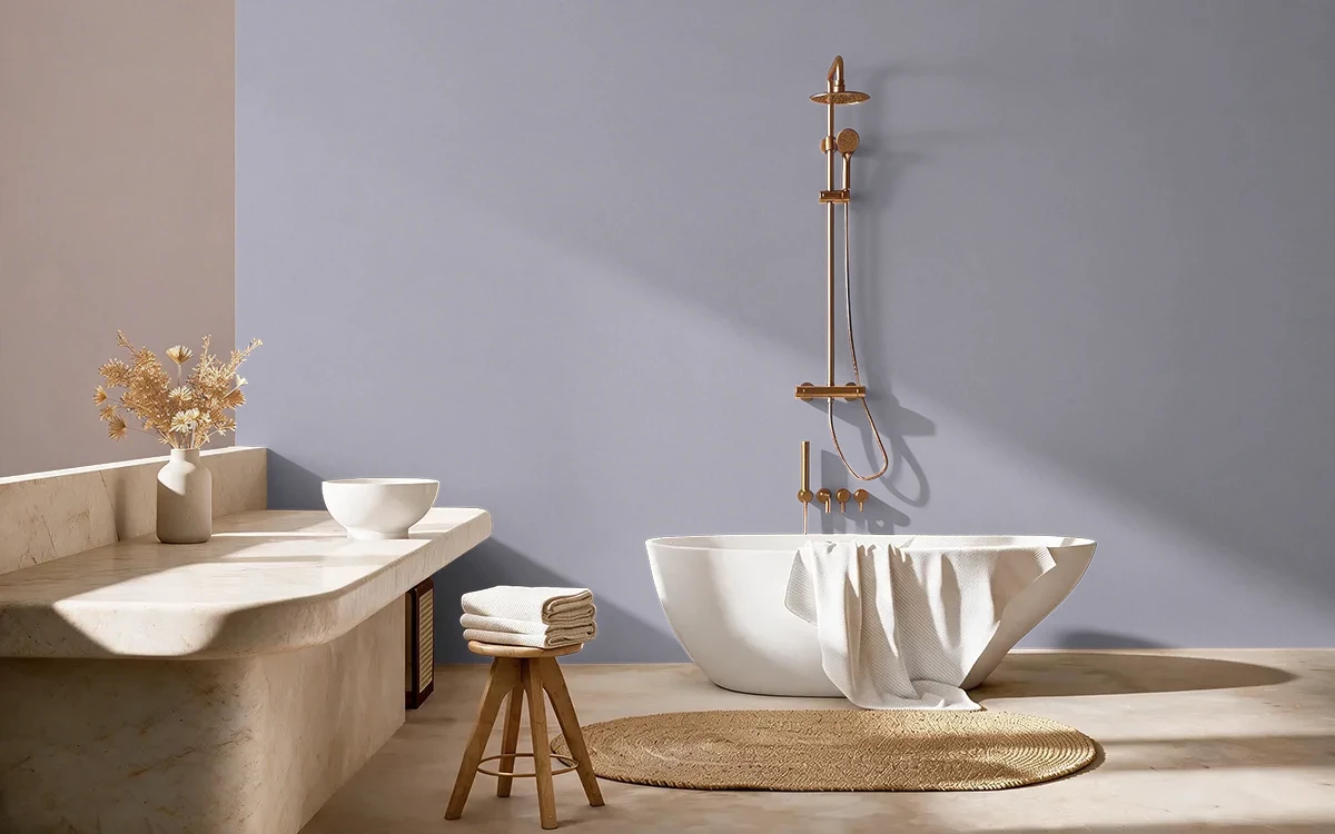 Nippon Paint's LAVINA'S DRESS color on different wall surfaces.