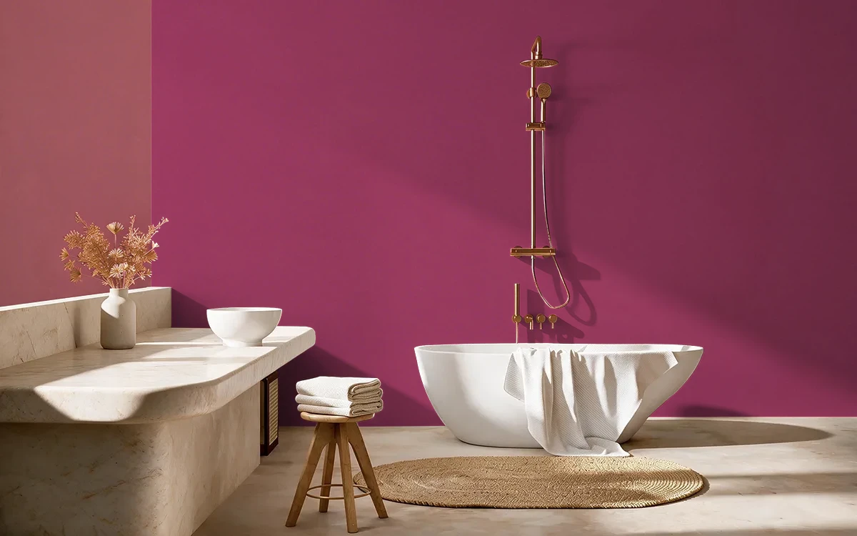 Nippon Paint's LE AMOUR color on different wall surfaces.