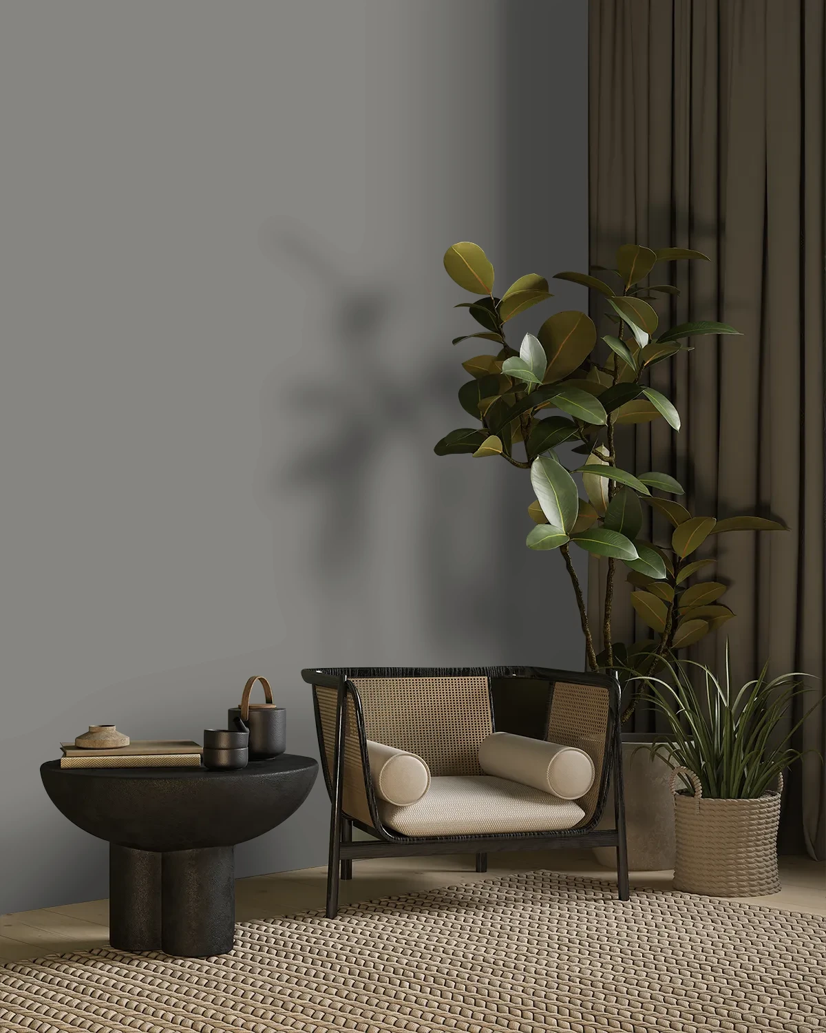 Nippon Paint's LEAPING GRAY color on a beautifully decorated wall.