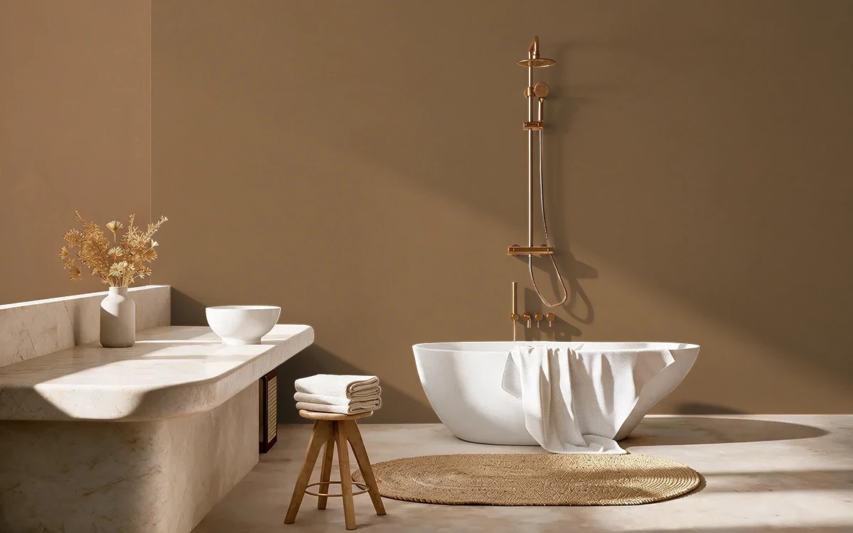 Nippon Paint's LEATHER WHIP color on different wall surfaces.