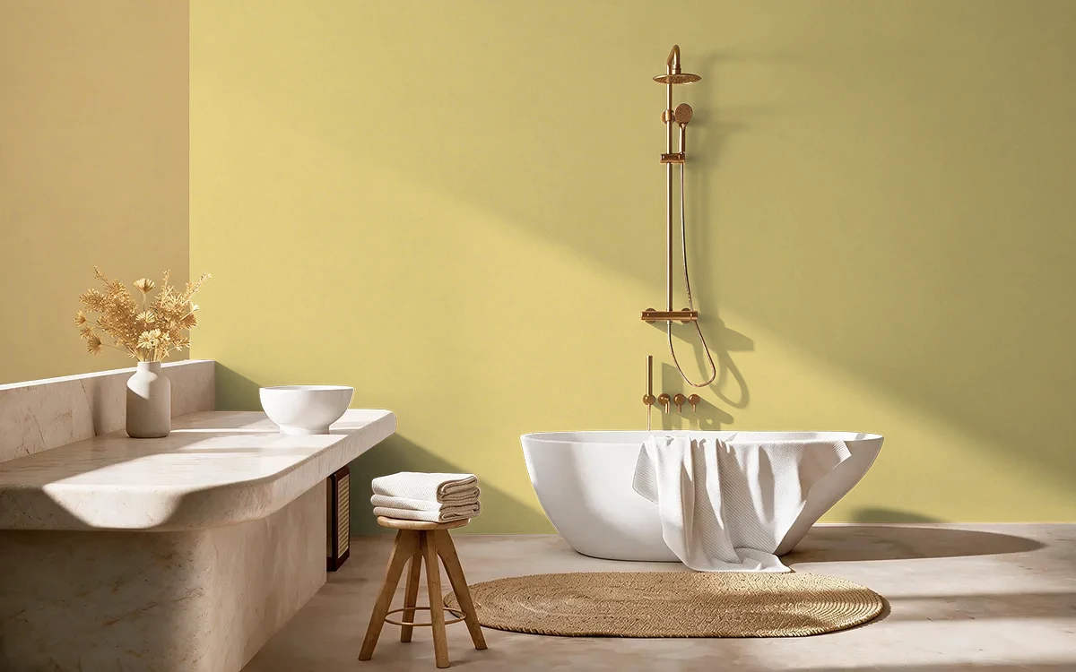 Nippon Paint's LEMON PIE color on different wall surfaces.