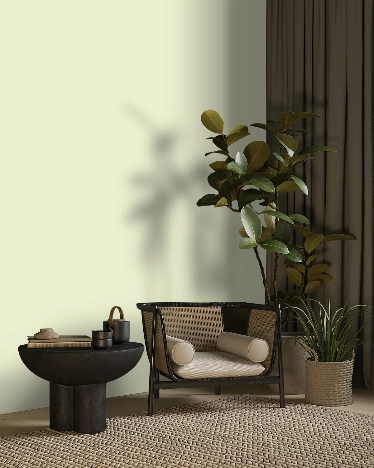 Nippon Paint's LEMONGRASS JELLY color on a beautifully decorated wall.