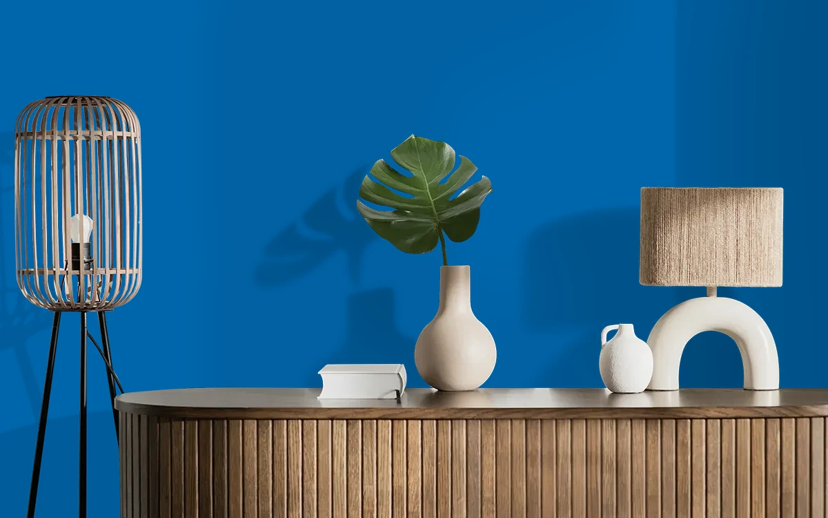 Nippon Paint's LIBERTY BLUE color on different wall surfaces.