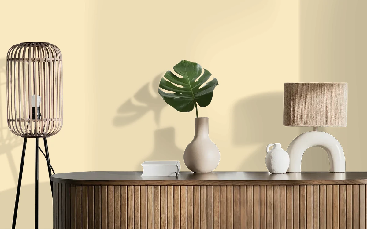 Nippon Paint's LIGHTED LAMP color on different wall surfaces.