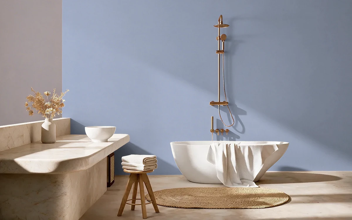 Nippon Paint's LILAC FROST color on different wall surfaces.