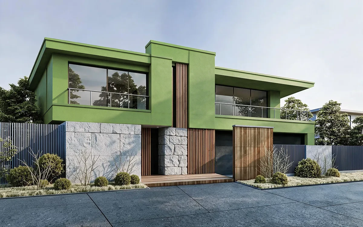 Nippon Paint's LILTING GREEN color on different wall surfaces.