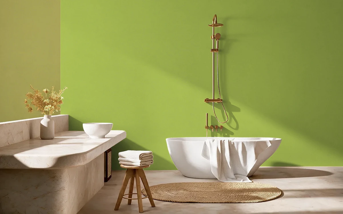 Nippon Paint's LIME ESSENCE color on different wall surfaces.
