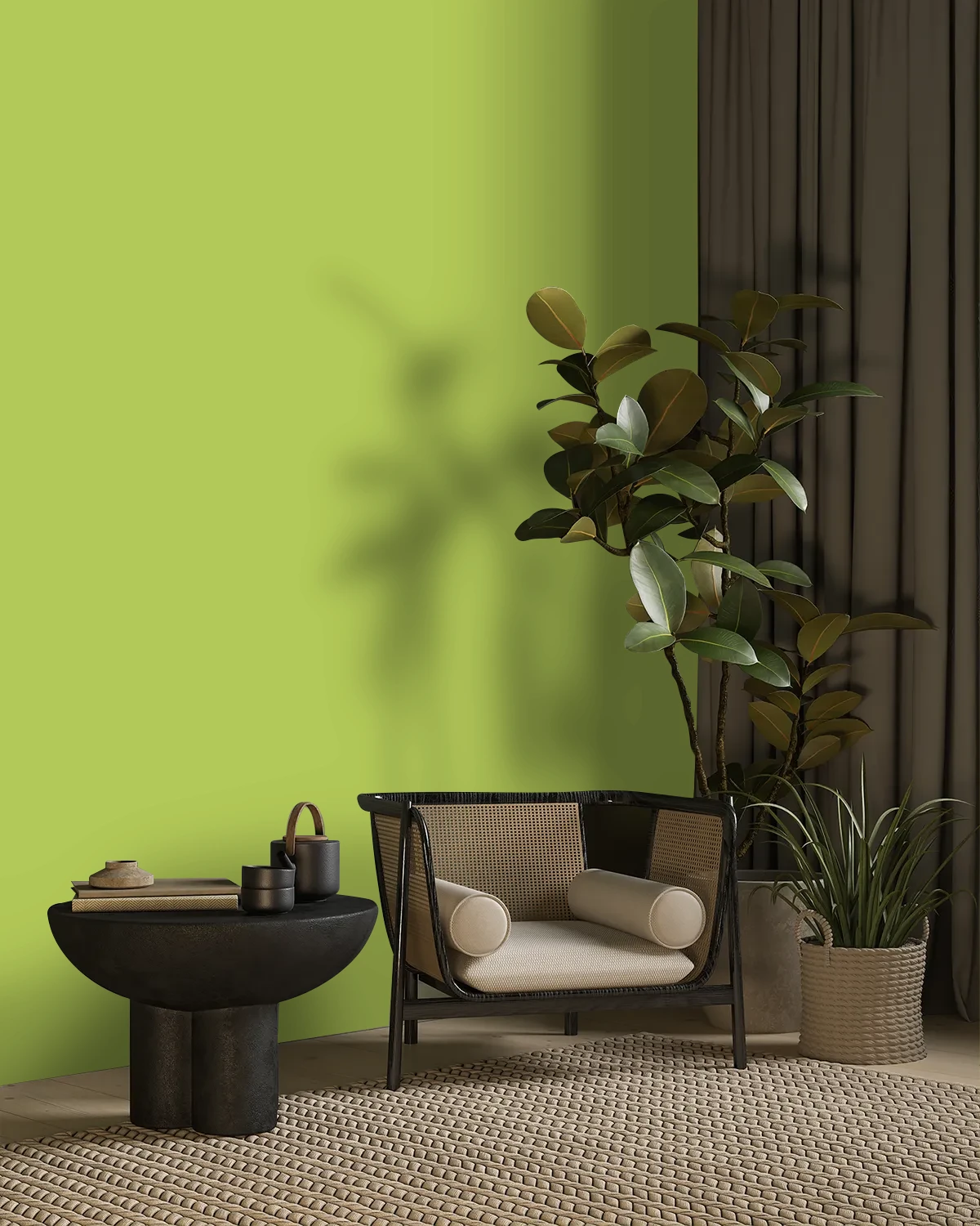 Nippon Paint's LIME ESSENCE color on a beautifully decorated wall.