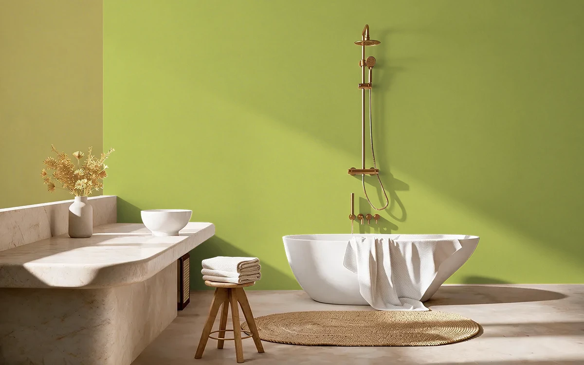Nippon Paint's LIME FANTASY color on different wall surfaces.