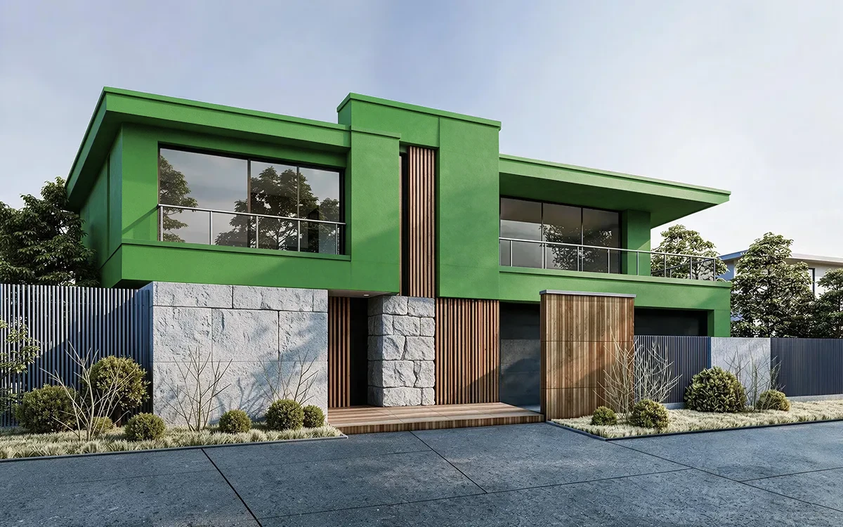 Nippon Paint's LIME FRAPPE color on different wall surfaces.