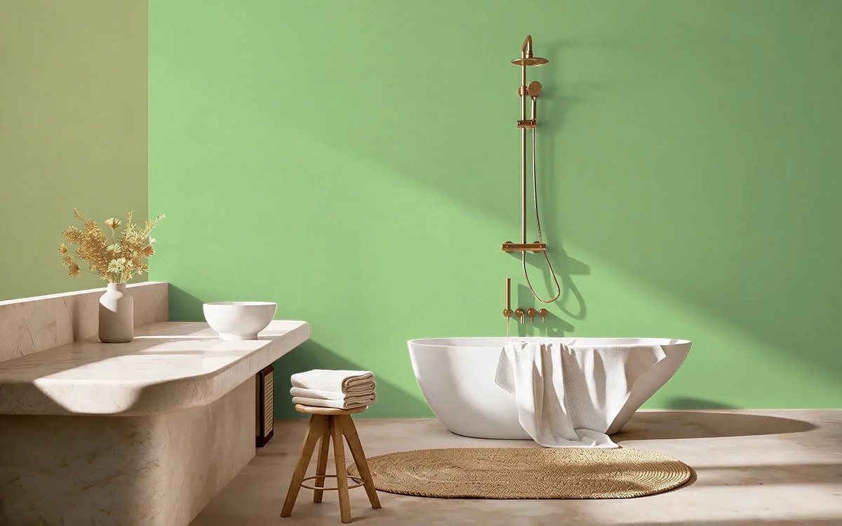 Nippon Paint's LIME FREEZE color on different wall surfaces.